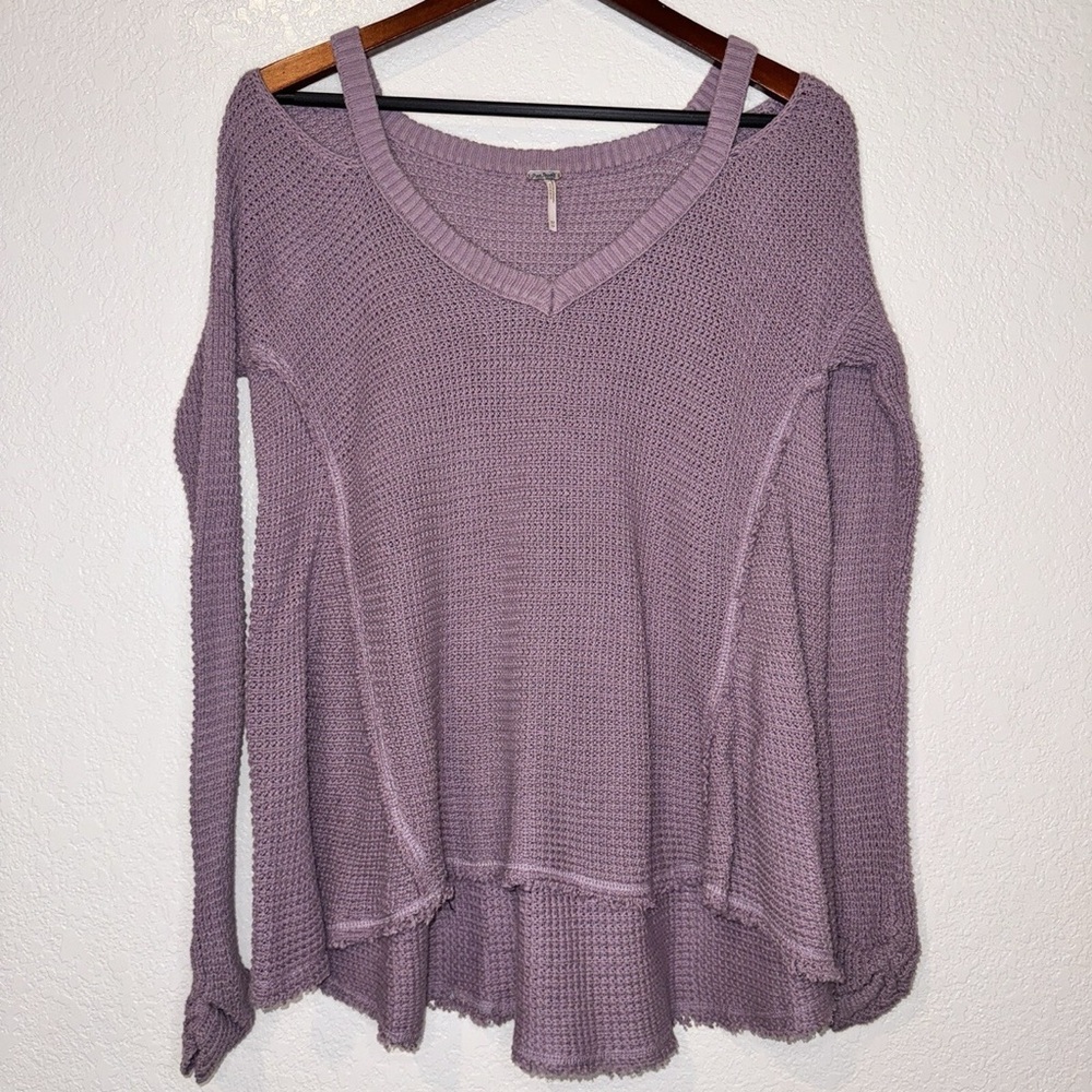 Free People Lavender Textured Knit Sweater